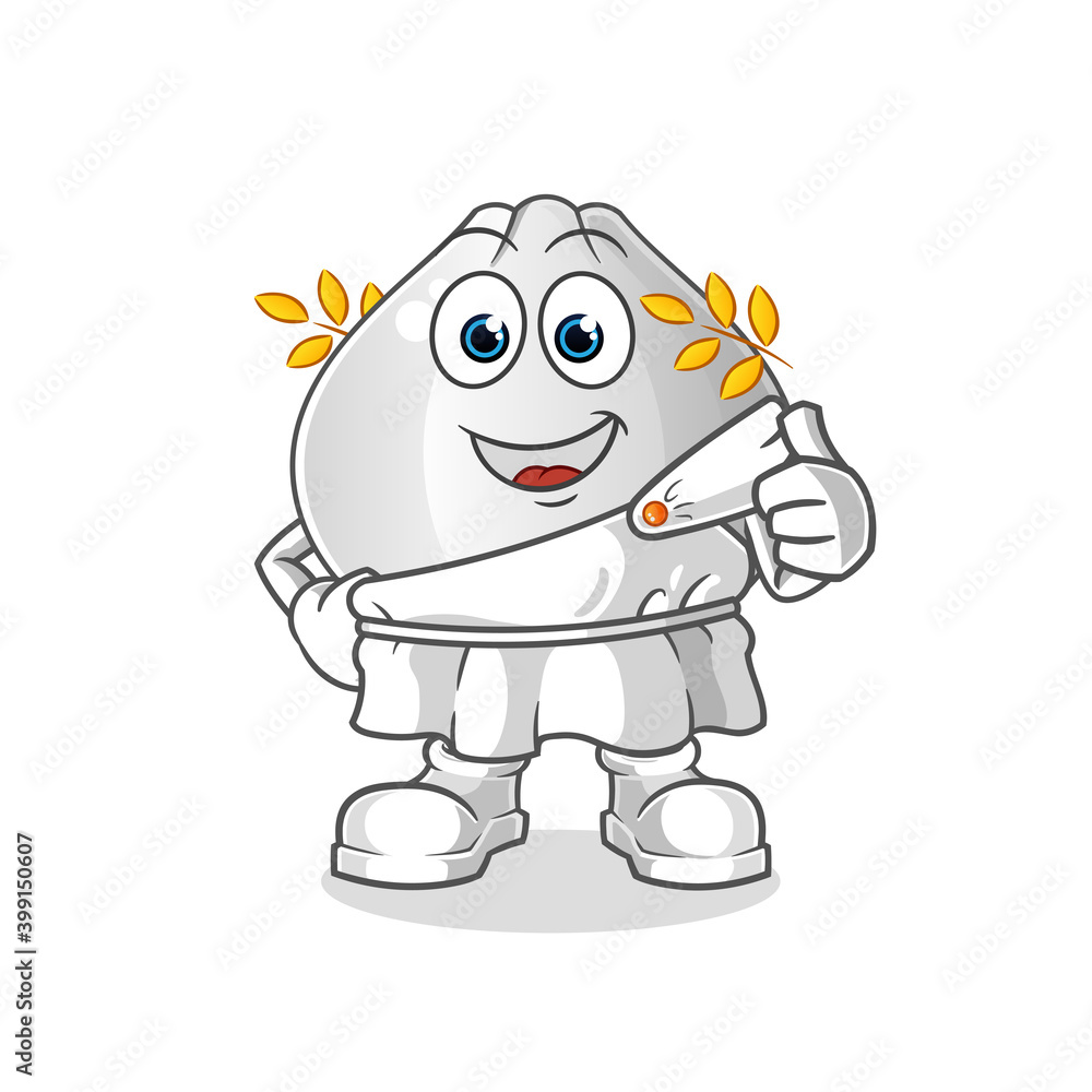 meat bun with traditional greek clothing cartoon. cartoon mascot vector meat bun with traditional greek clothing cartoon. cartoon mascot vector