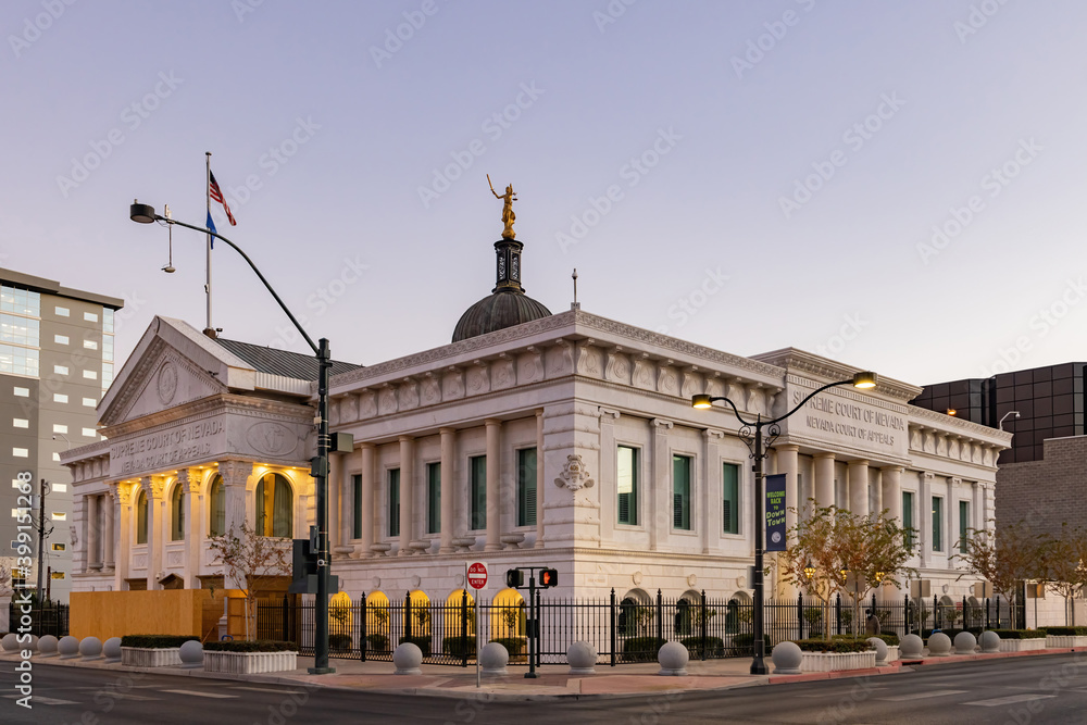Sunset view of the Supreme Court of Nevada