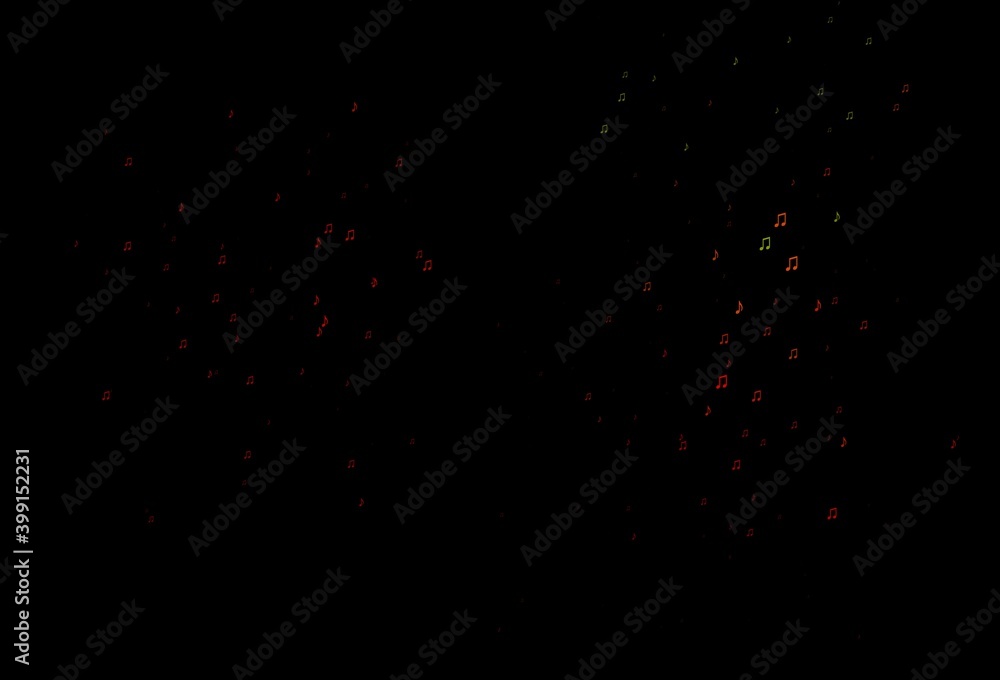 Dark Green, Red vector pattern with music elements.