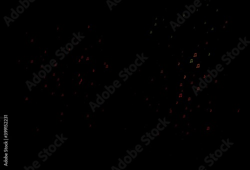 Dark Green, Red vector pattern with music elements.