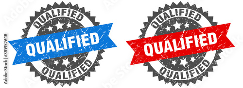 qualified band sign. qualified grunge stamp set