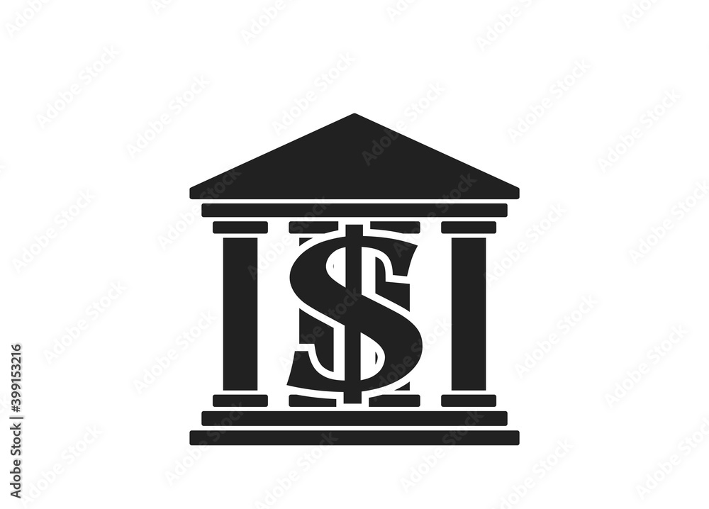 bank icon with dollar sign. isolated vector finance and banking symbol bank icon with dollar sign. isolated vector finance and banking symbol