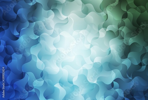 Light Blue, Green vector pattern with curved lines.