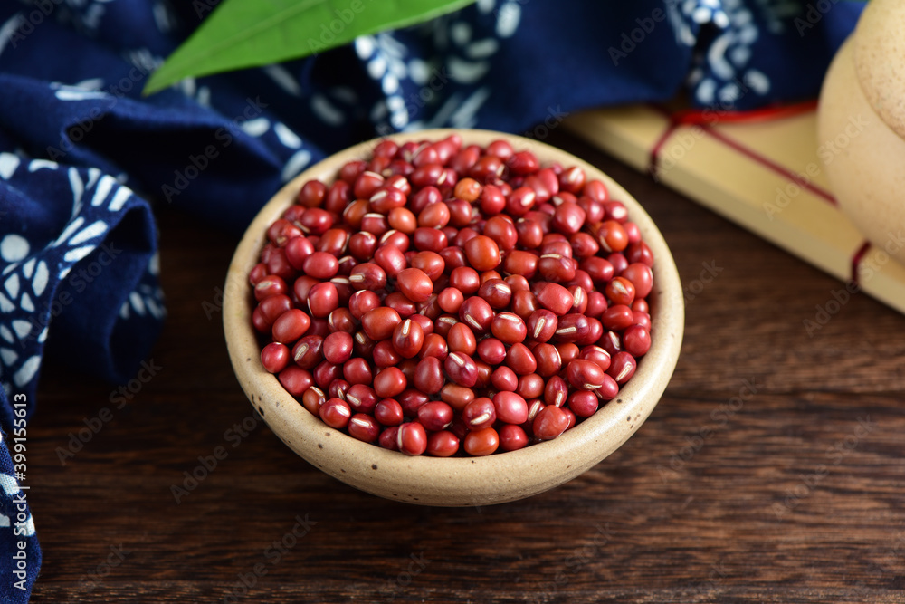 Red beans on the background of retro Chinese style Red beans on the background of retro Chinese style