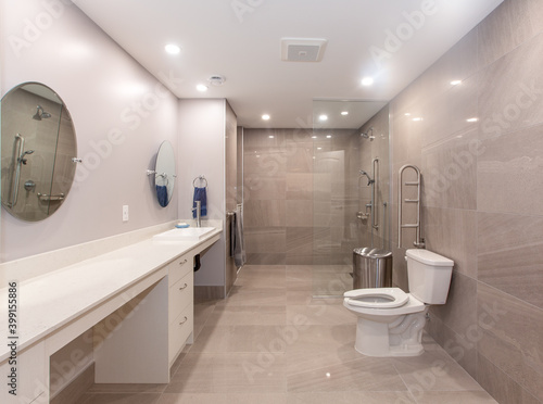 Accesible Handicap Washroom with Roll in Shower