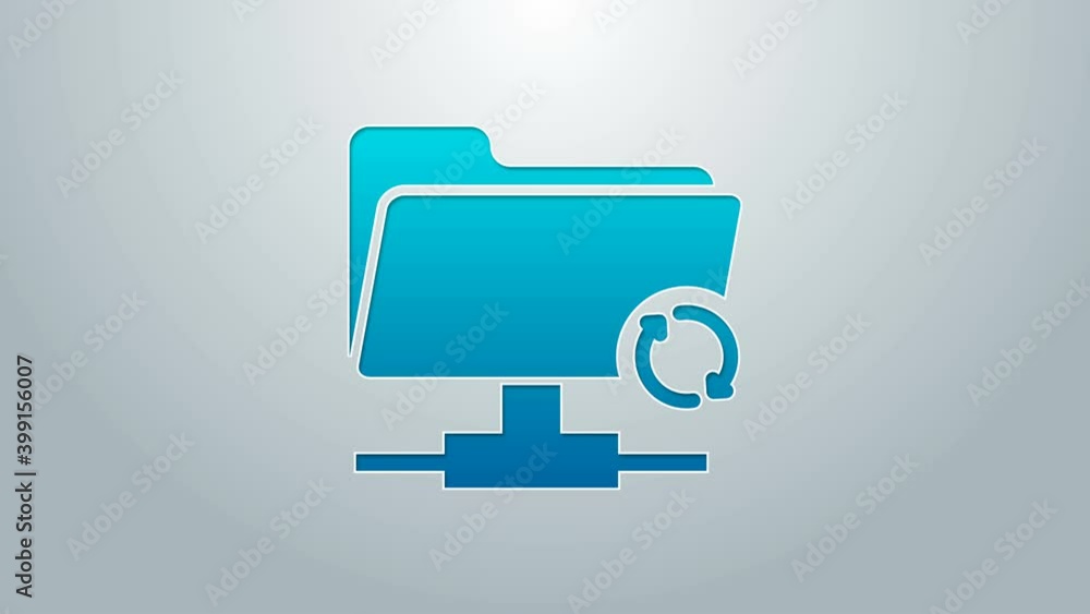 Blue line FTP sync refresh icon isolated on grey background. Software update, transfer protocol, router, teamwork tool management, copy process. 4K Video motion graphic animation Blue line FTP sync refresh icon isolated on grey background. Software update, transfer protocol, router, teamwork tool management, copy process. 4K Video motion graphic animation