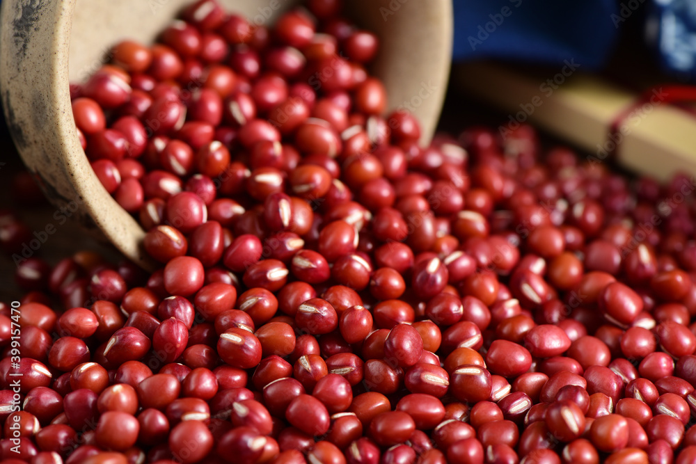 Red beans on the background of retro Chinese style Red beans on the background of retro Chinese style