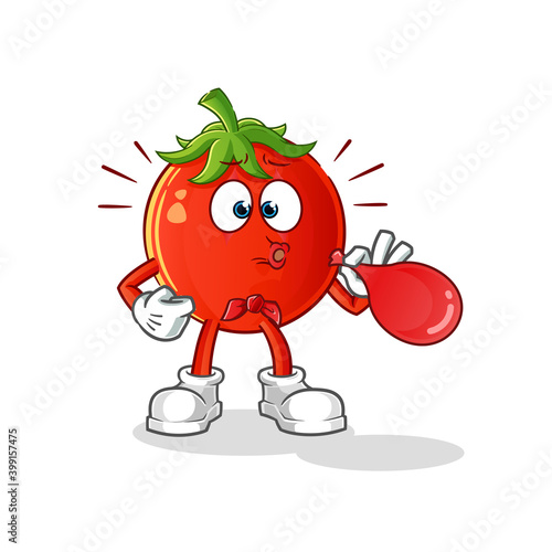 tomato pantomime blowing balloons character. cartoon mascot vector