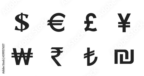 currency symbol set. world money signs. financial infographic design elements