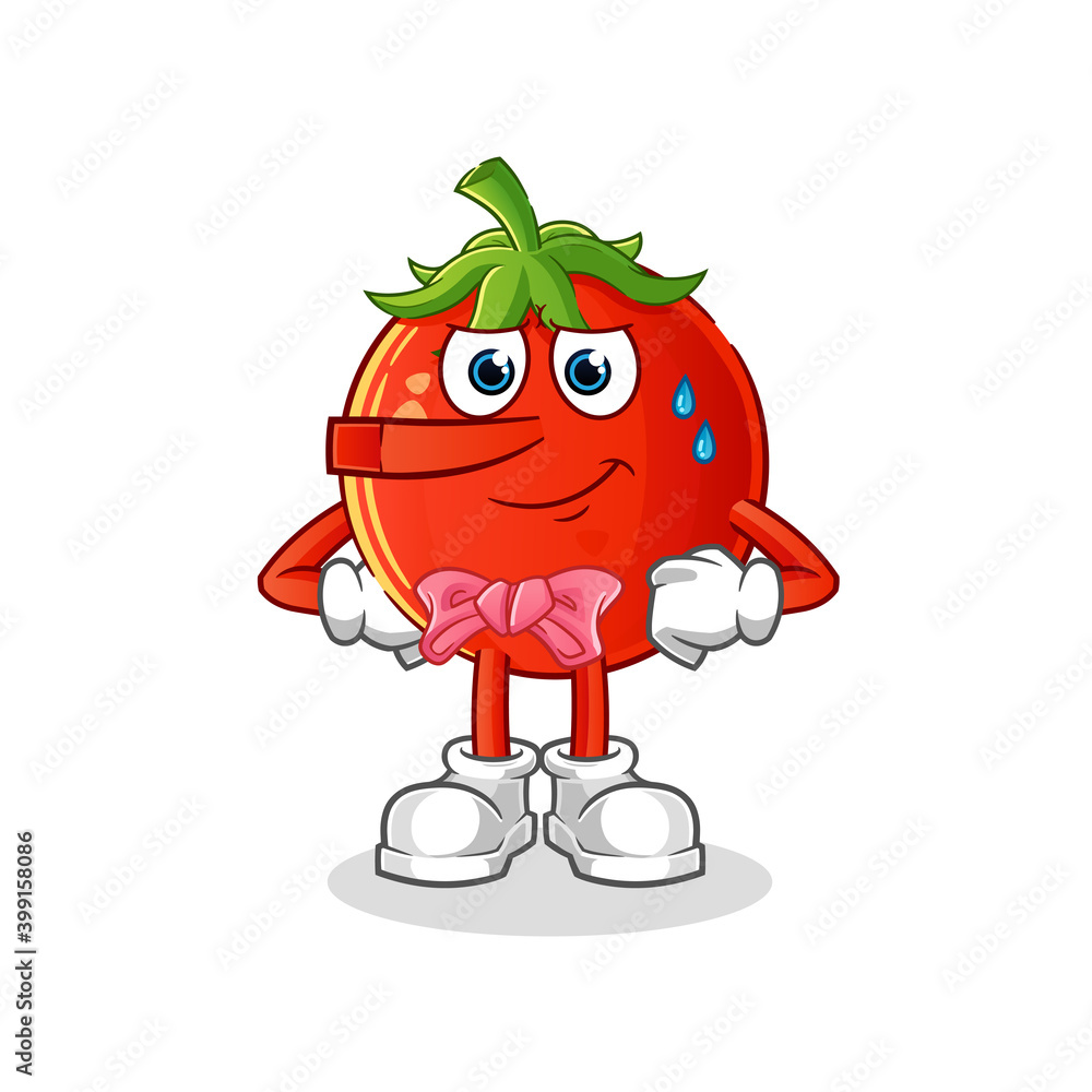Fototapeta premium tomato lie like Pinocchio character. cartoon mascot vector