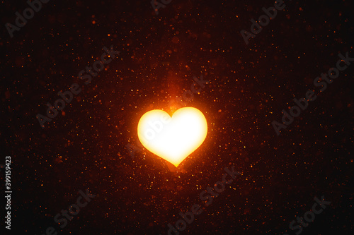 glowing heart light with shiny particles