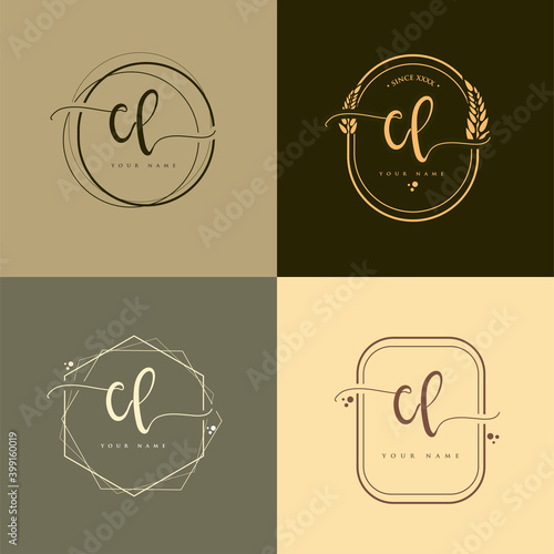 CL Initial handwriting logo vector sets. Hand lettering Initials logo branding, Feminine and luxury logo design.
