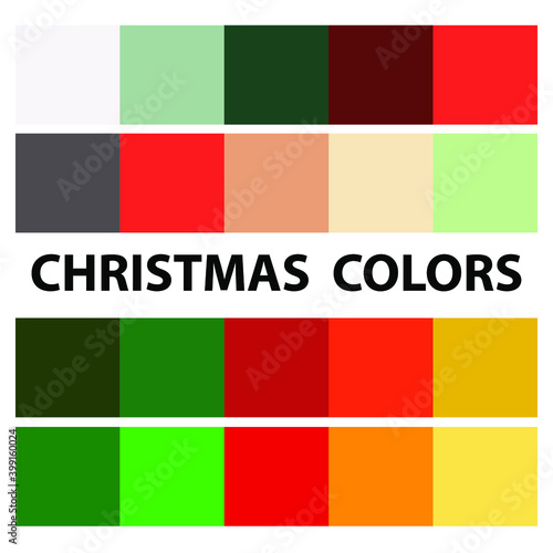 Christmas colors palette vector, multiple bright modern and classic colors 