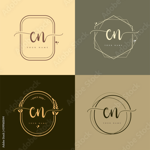 CN Initial handwriting logo vector sets. Hand lettering Initials logo branding, Feminine and luxury logo design.