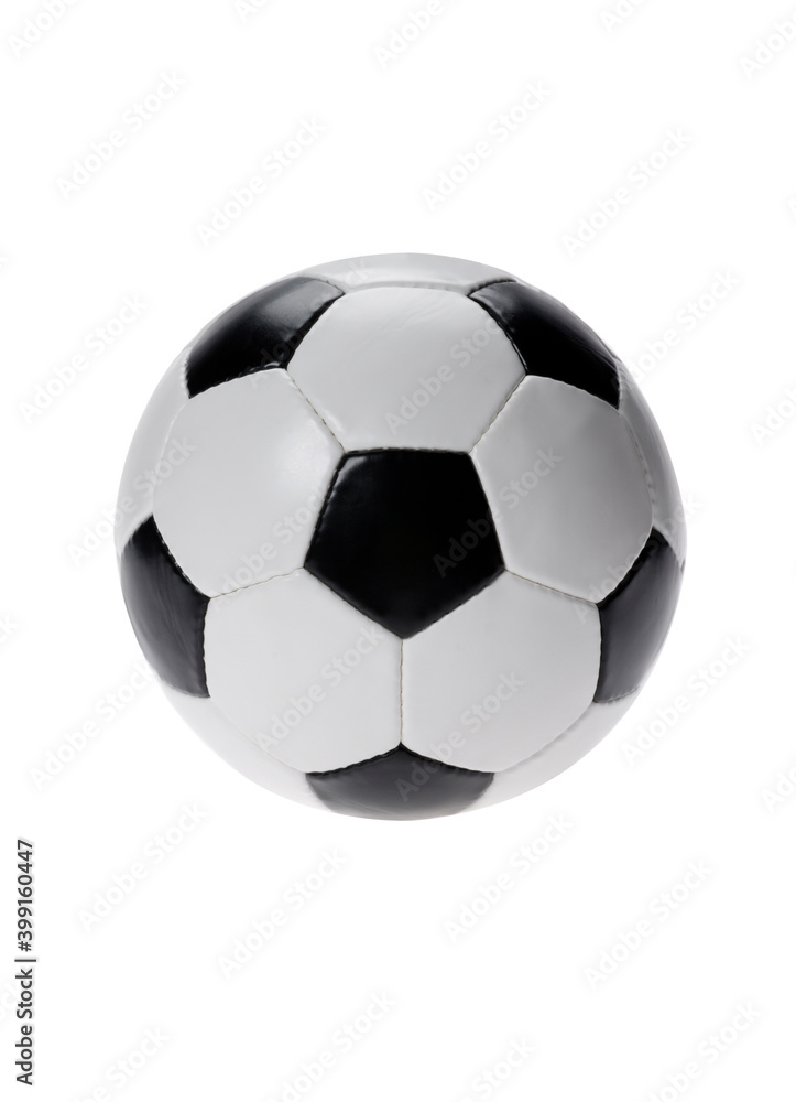 Black and white leather soccerball. Black and white leather soccerball.