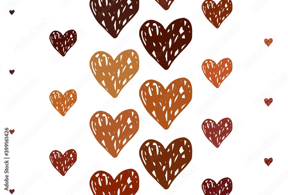 Fototapeta premium Light Red vector template with doodle hearts.