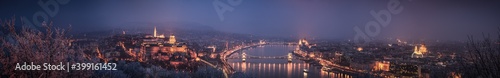 Panorama of Budapest at dusk with light colour profile