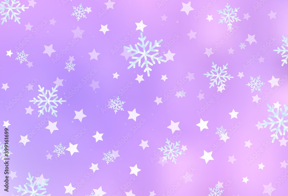 Light Purple vector background with xmas snowflakes, stars. Light Purple vector background with xmas snowflakes, stars.