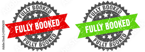 Konstfotografi fully booked band sign. fully booked grunge stamp set
