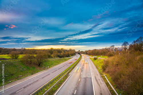 A1M motorway at sunset in England  © Pawel Pajor