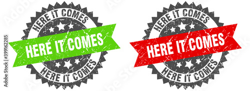 here it comes band sign. here it comes grunge stamp set
