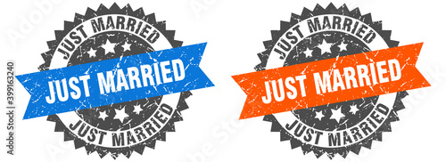 just married band sign. just married grunge stamp set