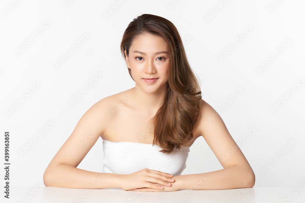 Beautiful Young asian Woman with Clean Fresh Skin, on Pink background, Face care, Facial treatment. Cosmetology, beauty and spa. Asian women portrait Beautiful Young asian Woman with Clean Fresh Skin, on Pink background, Face care, Facial treatment. Cosmetology, beauty and spa. Asian women portrait