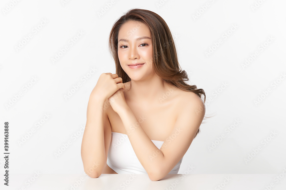 Beautiful Young asian Woman with Clean Fresh Skin, on Pink background, Face care, Facial treatment. Cosmetology, beauty and spa. Asian women portrait Beautiful Young asian Woman with Clean Fresh Skin, on Pink background, Face care, Facial treatment. Cosmetology, beauty and spa. Asian women portrait