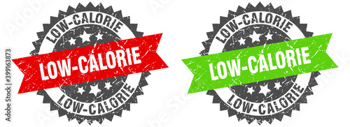 Foto low-calorie band sign. low-calorie grunge stamp set