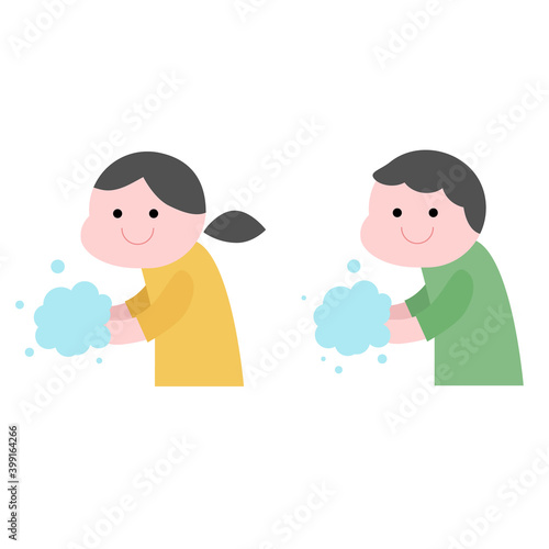 手を洗う人イラスト素材