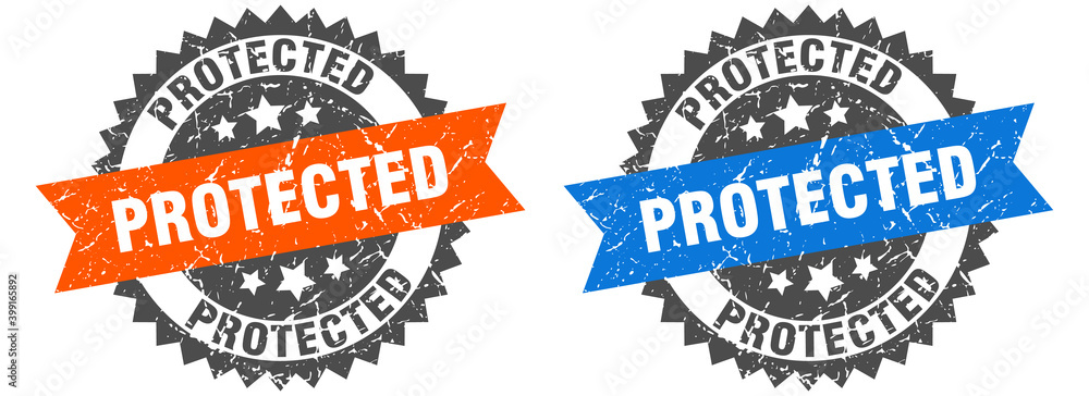 Obraz premium protected band sign. protected grunge stamp set