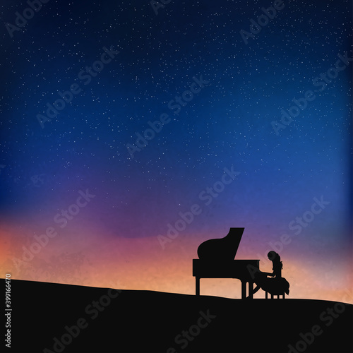 A Female Pianist, Under The Sunset