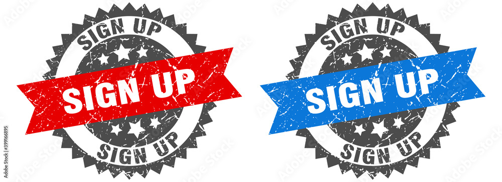 Fototapeta premium sign up band sign. sign up grunge stamp set