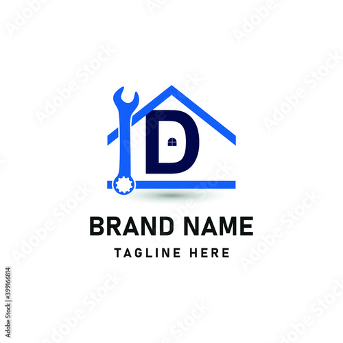 Letter D Home Repair service and Construction Concept Logo Design Template