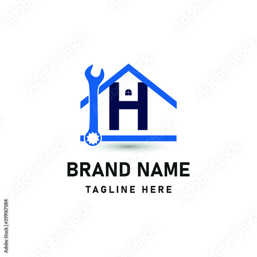 Letter H Home Repair service and Construction Concept Logo Design Template