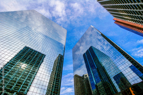 View of Calgary s downtown with skyscrapers in different angles. A study groups tied the city for 5th best city to live in. 