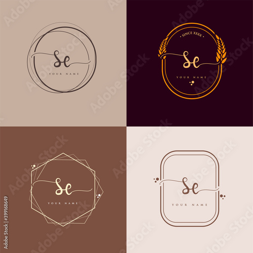 SE Initial handwriting logo vector sets. Hand lettering Initials logo branding, Feminine and luxury logo design.