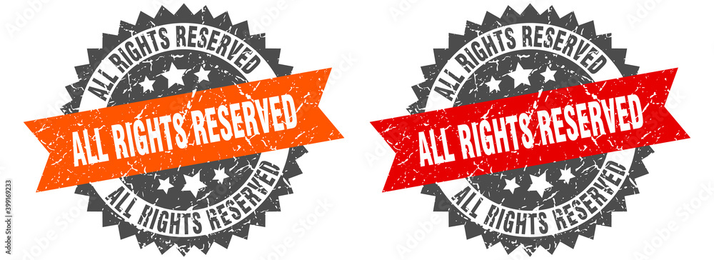 Obraz premium all rights reserved band sign. all rights reserved grunge stamp set