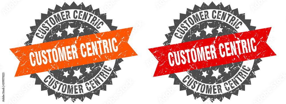 Obraz premium customer centric band sign. customer centric grunge stamp set