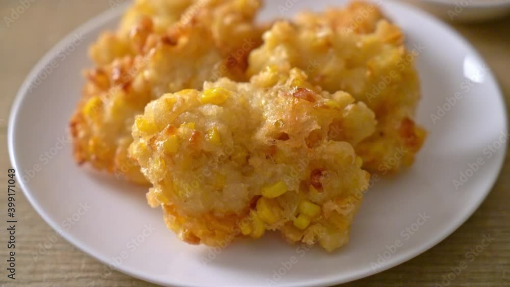 deep fried corn with sauce - vegan and vegetarian food style deep fried corn with sauce - vegan and vegetarian food style