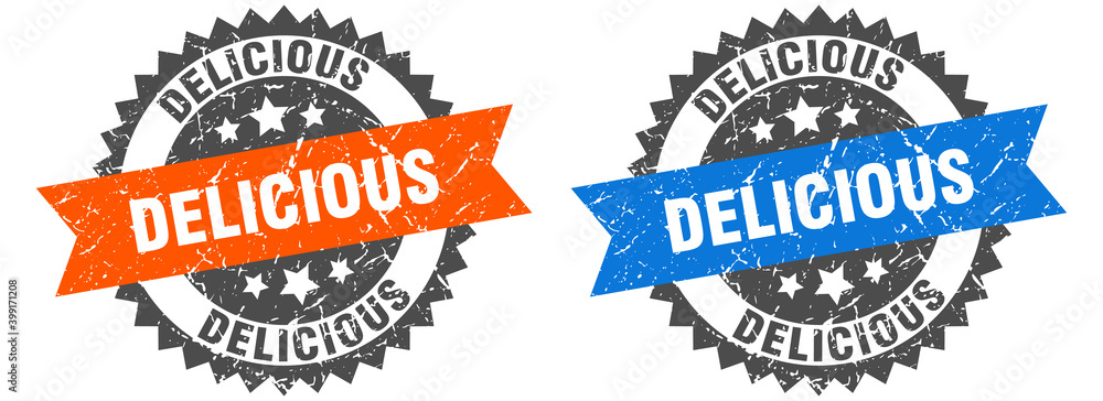 Obraz premium delicious band sign. delicious grunge stamp set