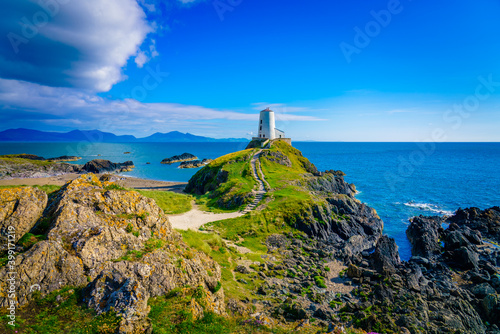 Lighthouse at Llanddwyn Island in North Wales. UK