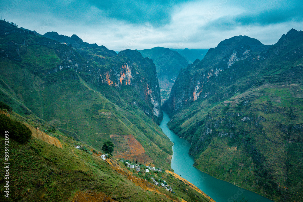Nho Que River view from Ma Pi Leng Pass, one of the most beautiful are mountain and river in Ha Giang, Vietnam