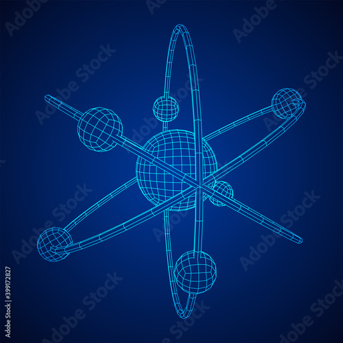 Planetary model of atom with nucleus and electrons