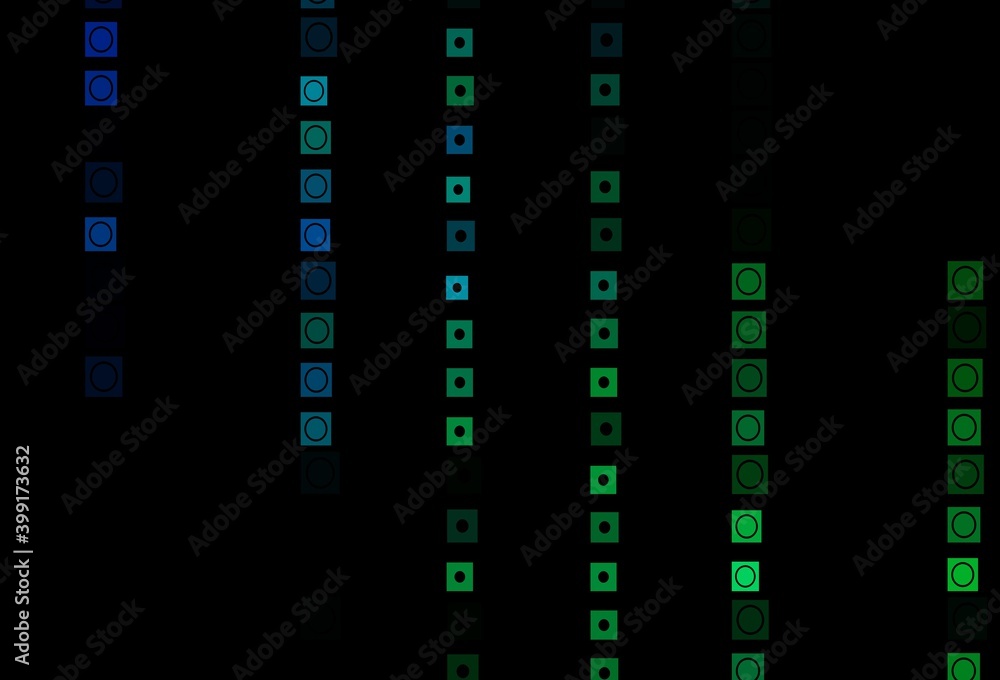 Dark Blue, Green vector backdrop with circles, squares. Dark Blue, Green vector backdrop with circles, squares.