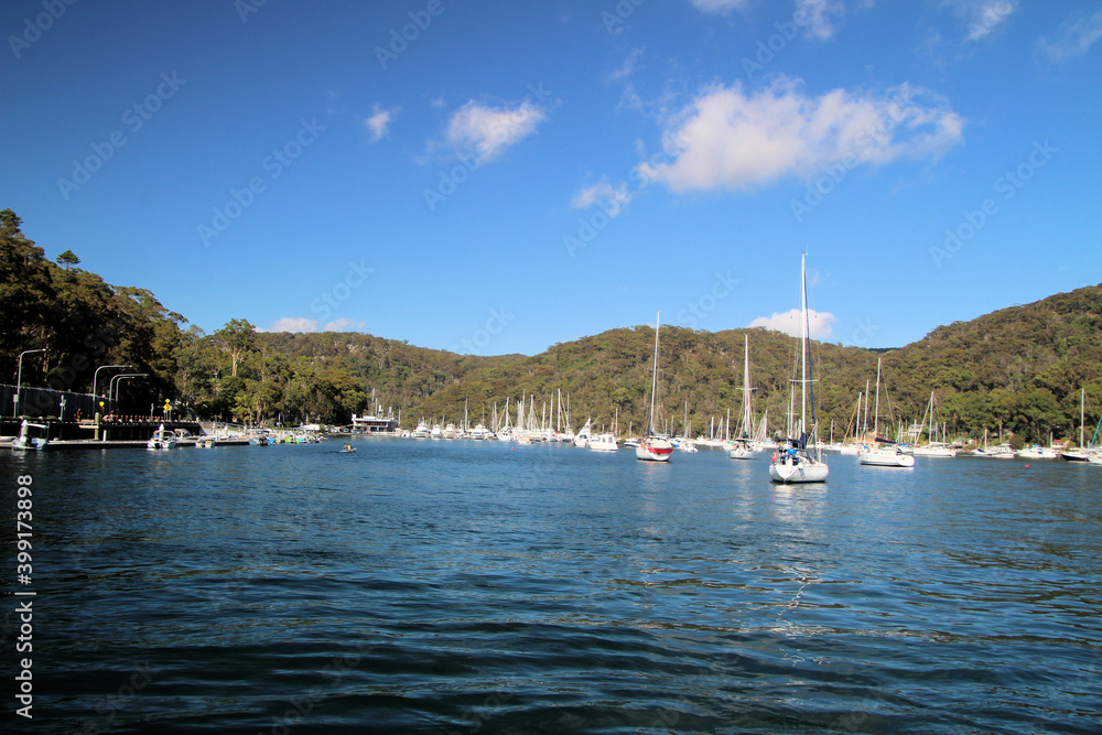 Yachts on the Pittwater, near Scotland Island, Sydney, New South Wales, Australia