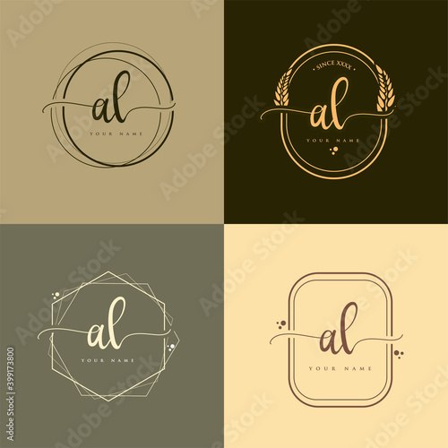 AL Initial handwriting logo vector sets. Hand lettering Initials logo branding, Feminine and luxury logo design.