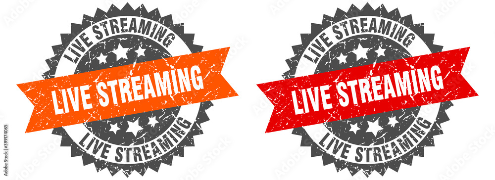 Fototapeta premium live streaming band sign. live streaming grunge stamp set