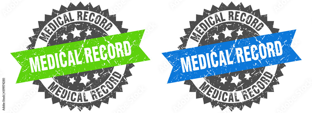 Obraz premium medical record band sign. medical record grunge stamp set