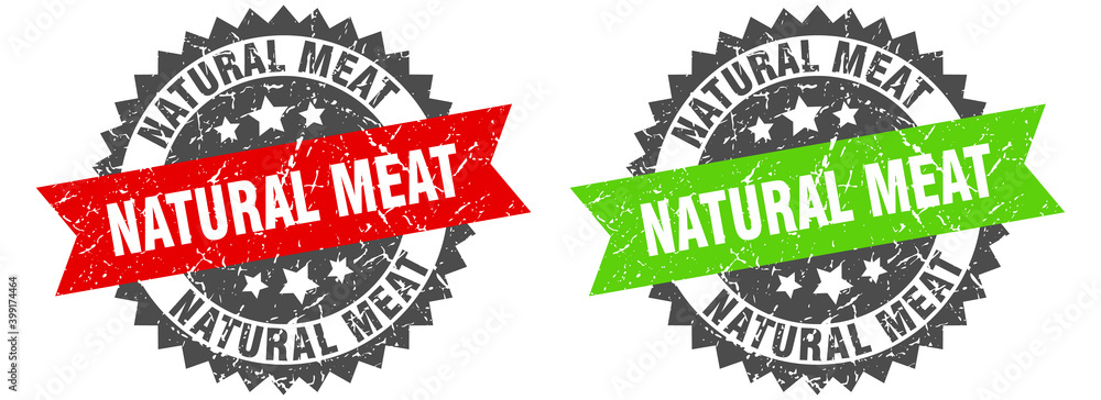 Obraz premium natural meat band sign. natural meat grunge stamp set